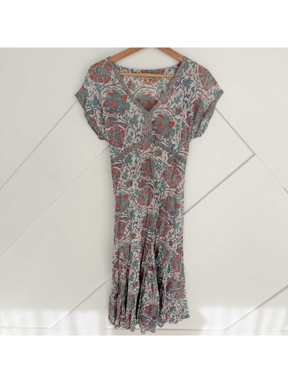 East Artisan with Anokhi Floral Print Cotton Dress Size 10/M